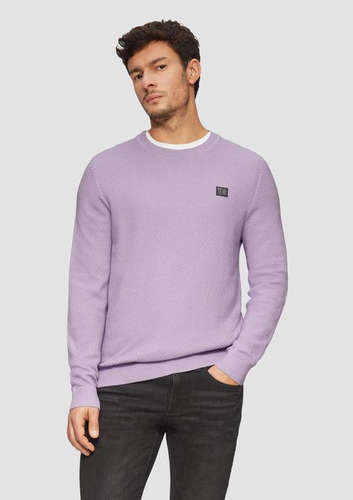 Produktbild S.Oliver Strickpullover Strukturierter Strickpullover mit Logo-Patch (XXL)