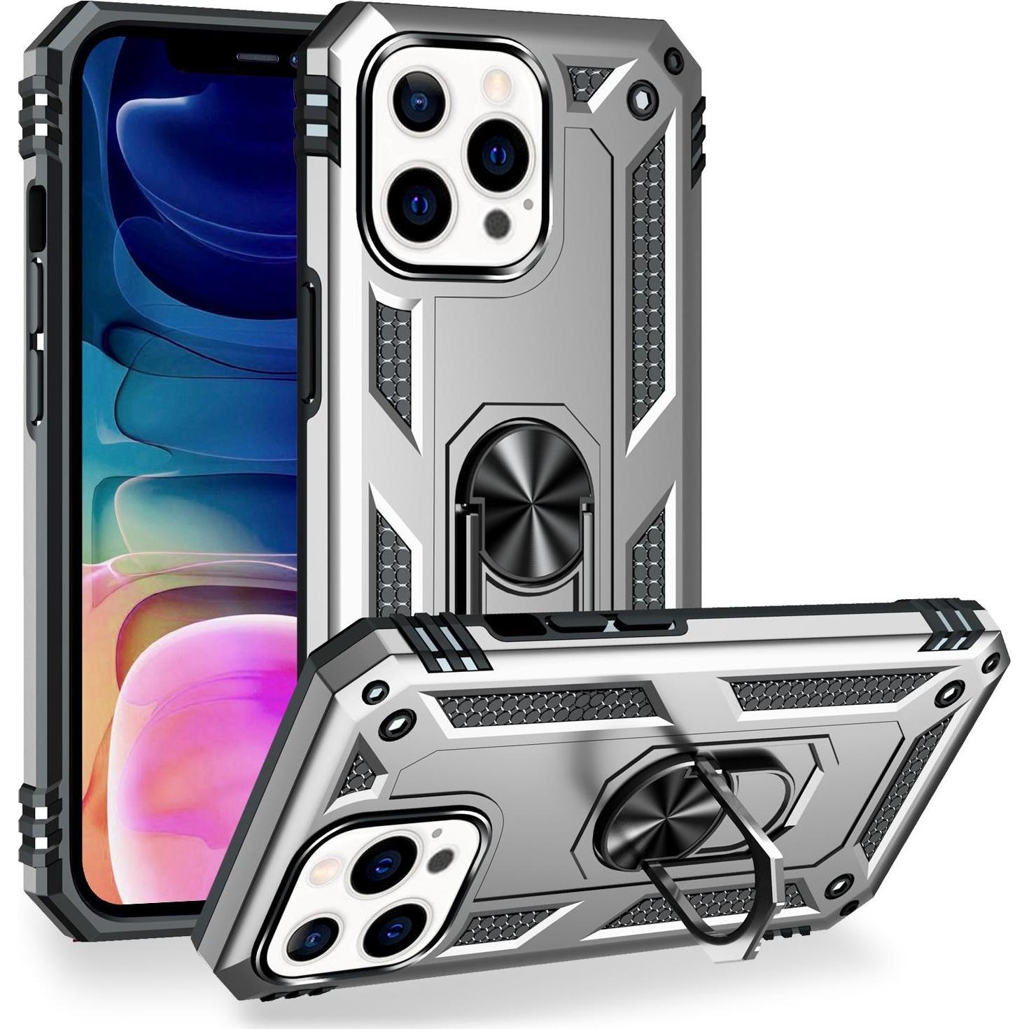 Nalia Ring Handyhülle (Apple iPhone 13 Pro Max), Smartphone Hülle, Silber