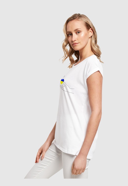 Produktbild Merchcode Ladies Peace - 2 Hand Heart White Extended Shoulder Tee - 161427 (M)