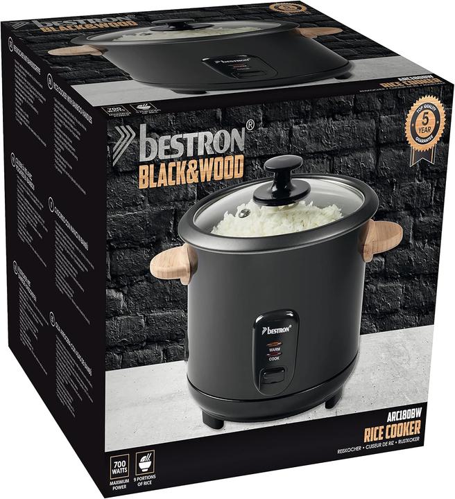 Actual product image Bestron Rice cooker with bamboo handles