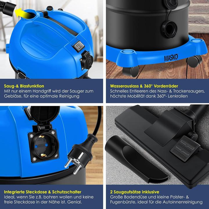 Produktbild Masko 6IN1 Industriestaubsauger, Blau (Nass-Trockensauger)