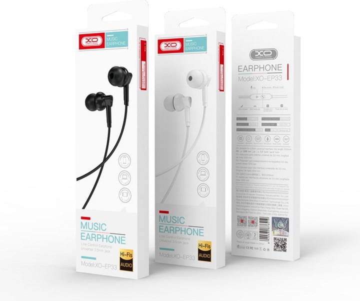Actual product image xO wired earphones EP33 jack 3,5mm black (Cable)