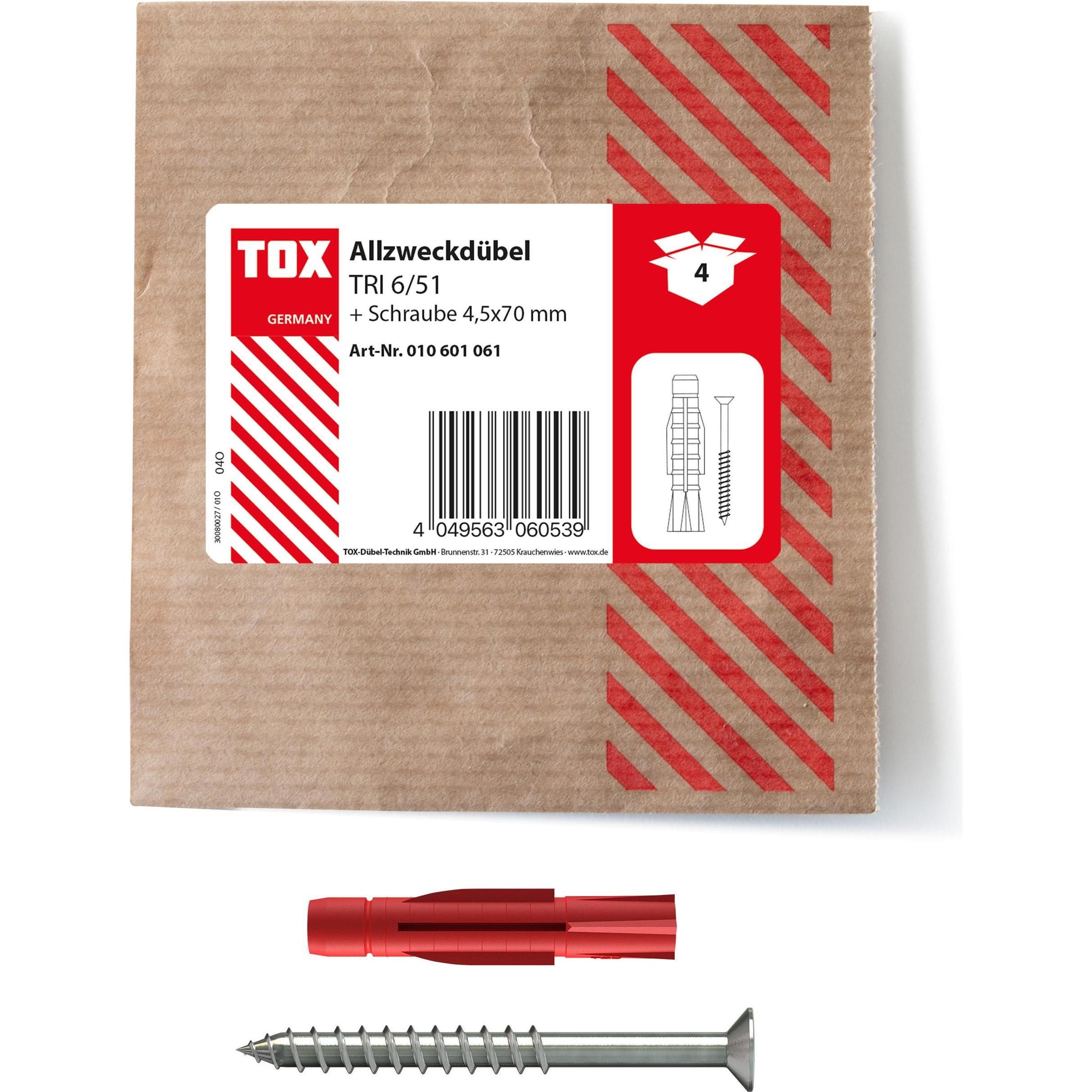 Thumbnail - Tox, Dübel, Allzweckdübel Tri 6x51 mm mit Schraube (4 Stk.) (4 Stk.)