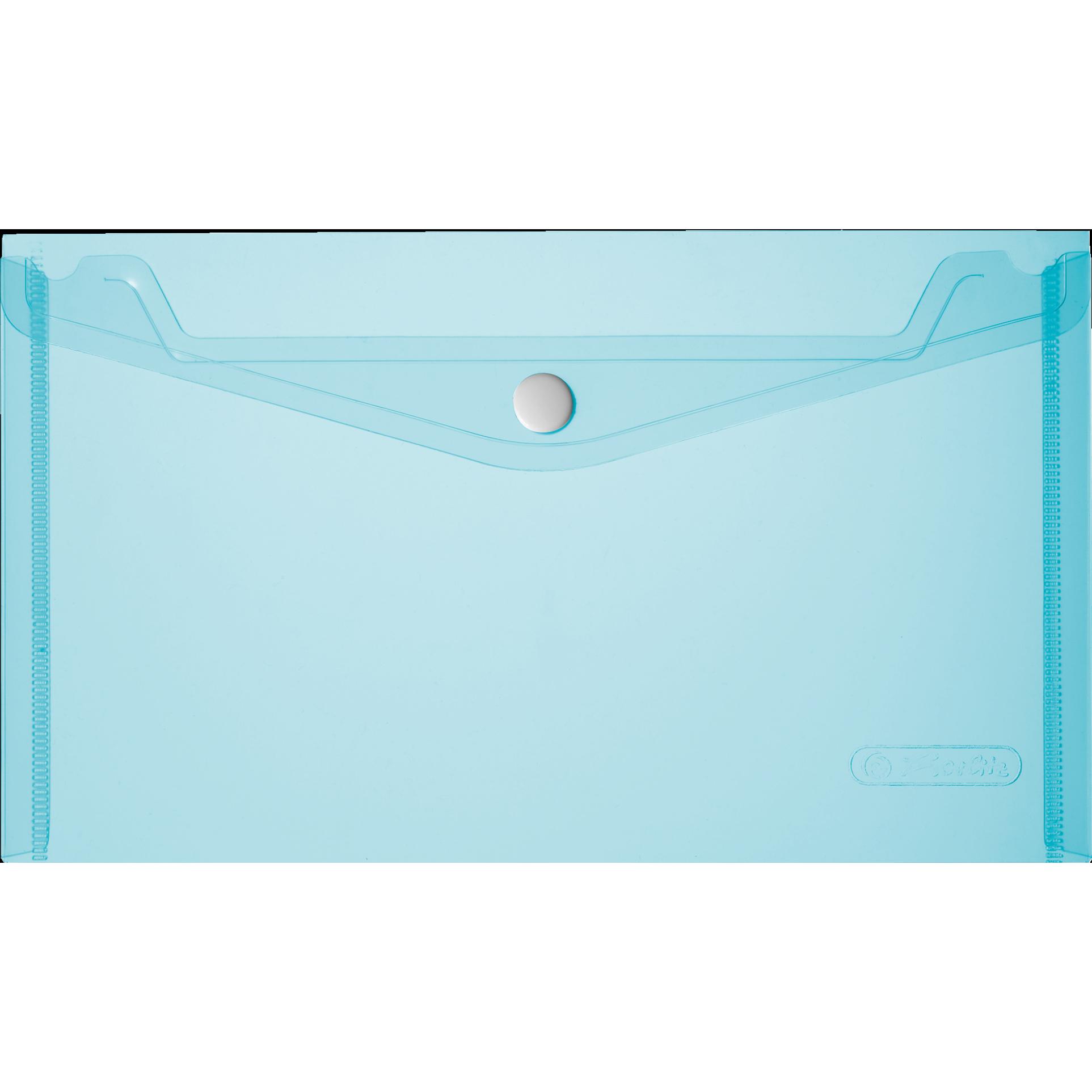 Herlitz, Dokumententasche, Dokumententasche, DIN A5, PP, blau-transparent glasklar, mit weissem Druckknopfverschluss, 0,...