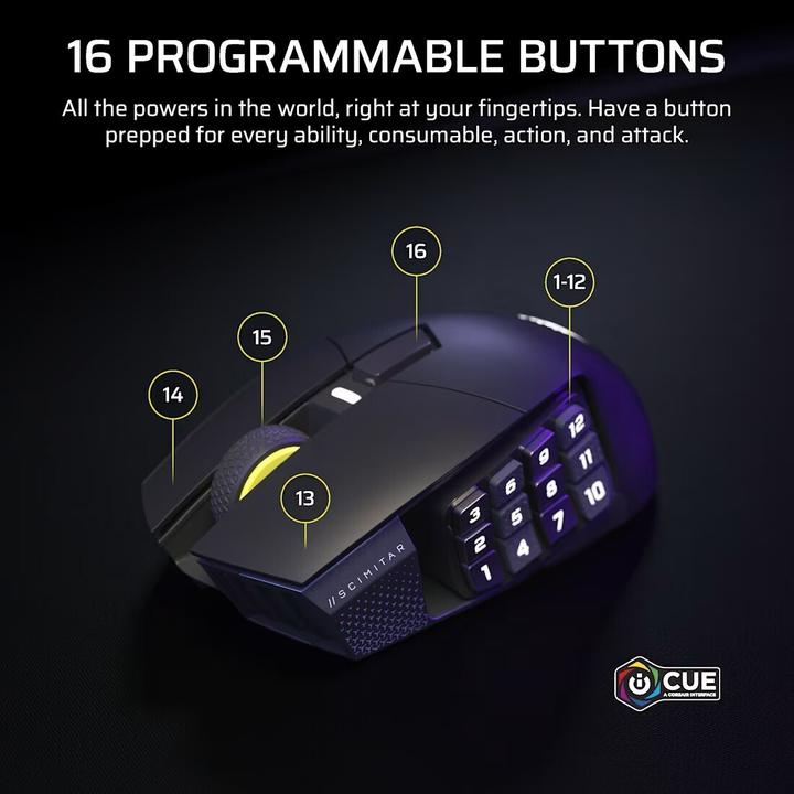 Actual product image Corsair Gaming-Maus Scimitar Elite Wireless SE, Maus Features (Wireless)