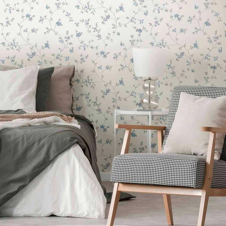 Immagine prodotto A.S. Création Carta da parati floreale grigio crema - Carta da parati in tessuto non tessuto country house A.S. (53 x 1005 cm)