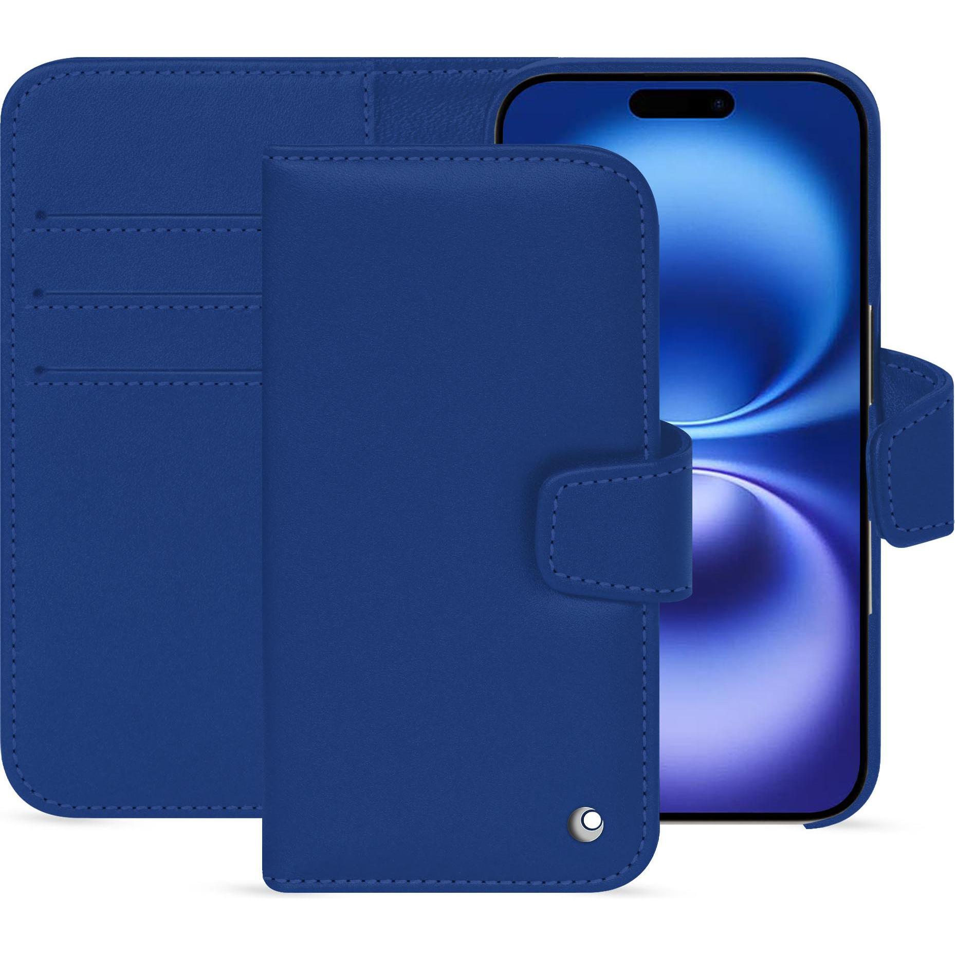 Noreve Lederschutzhülle Apple iPhone 16 (Apple iPhone 16), Smartphone Hülle, Blau