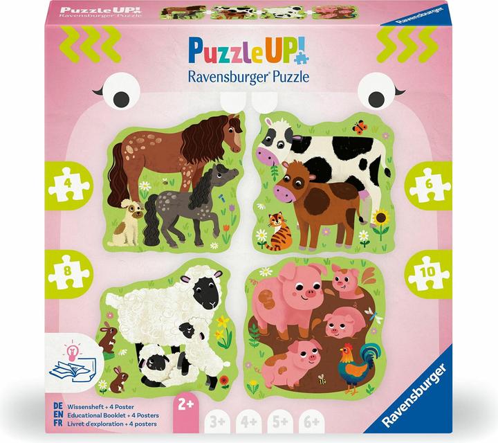 Produktbild Ravensburger Puzzle UP! Bauernhoftiere von, 12004001 - 4 konturgeformte Puzzles mit 4, 6, 8, 10