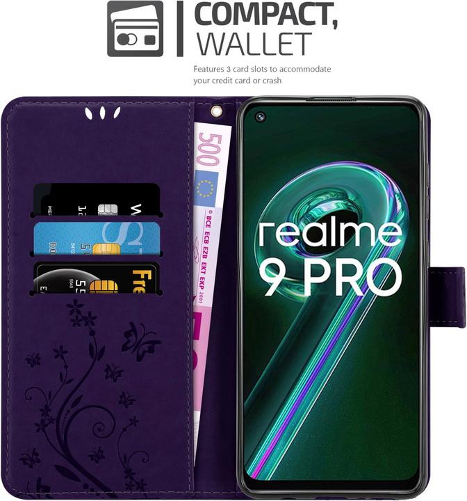 Produktbild Cadorabo Flower Book Hülle für Realme 9 5G / 9 PRO / V25 / Q5 / OnePlus Nord CE 2 LITE 5G (Realme 9 Pro+, Vivo V25, OnePlus Nord CE 2 Lite 5G)
