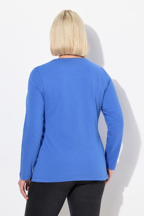 Actual product image Ulla Popken Basic Round Neck Long Sleeve Slim Fit Cotton Tee (58)