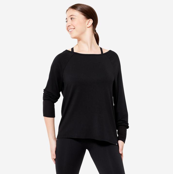 Produktbild Domyos Sweatshirt Modern Dance Damen fliessend - schwarz (L)