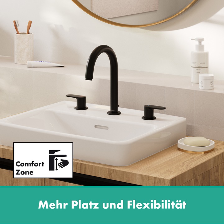 Immagine prodotto hansgrohe HG Miscelatore per lavabo a 3 fori VERNIS Blend con scarico a scomparsa. 1 1/4inch nero opaco
