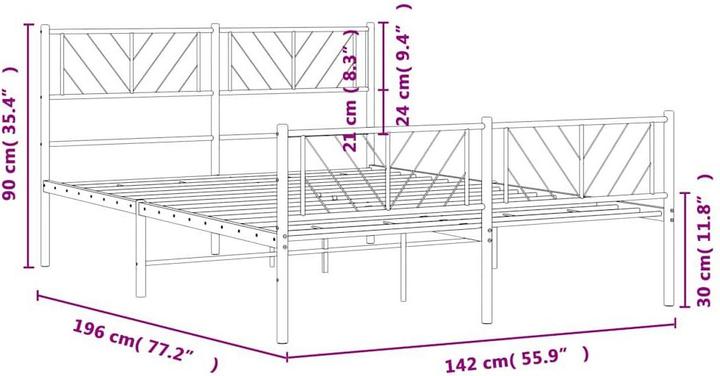 Produktbild vidaXL Metall Bettgestell (135 x 190 cm)