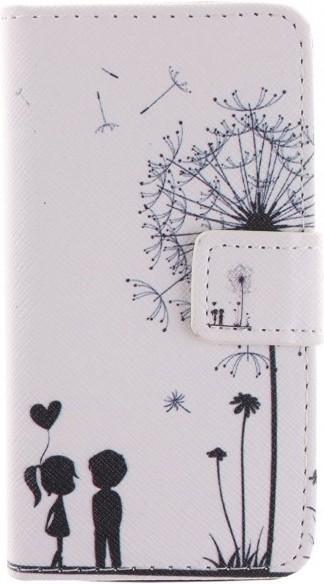 Produktbild Hermex iPhone 6S / 6 Pusteblume Junge & Mädchen Leder Etui Tasche Hülle Portemonnaie WEISS