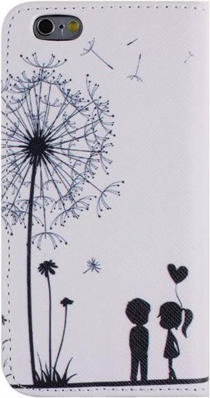 Produktbild Hermex iPhone 6S / 6 Pusteblume Junge & Mädchen Leder Etui Tasche Hülle Portemonnaie WEISS