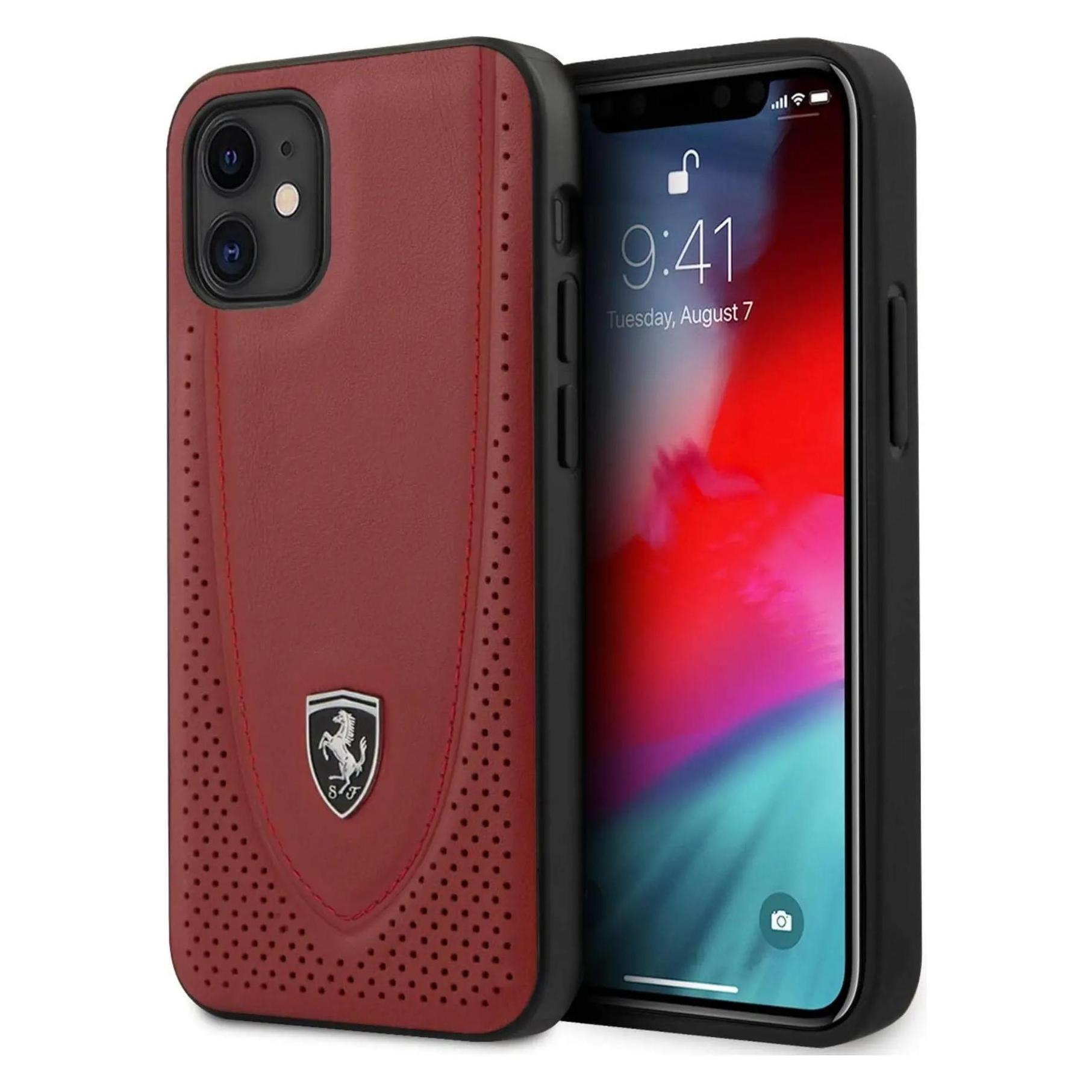 Ferrari FEOGOHCP12SRE IPhone 12 Mini 5, 4" Czerwony/red Hardcase Off Track Perforated (Apple IPhone 12 Mini), Smartphone Hülle, Rot