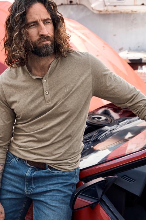 Produktbild JP1880 Henley, Basic, Shirt, Langarm, Knopfleiste, bis 8XL (6XL)