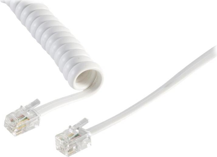 Produktbild S-Conn Hörerkabel gewendelt 4 m Western/Western 4/4 weiss