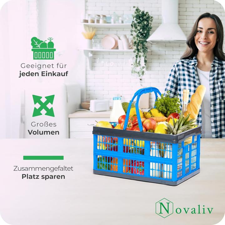Image du produit Novaliv Klappbox Blau 2er Set - 16L Faltkorb mit Henkeln - Vielseitiger Einkaufskorb - Praktische Au (16 l)