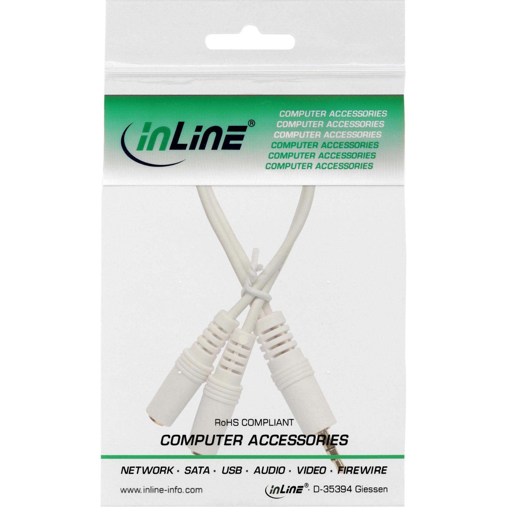 Thumbnail - InLine Klinken Y-Kabel (0.10 m, 3.5mm Klinke (AUX)), Audio Kabel