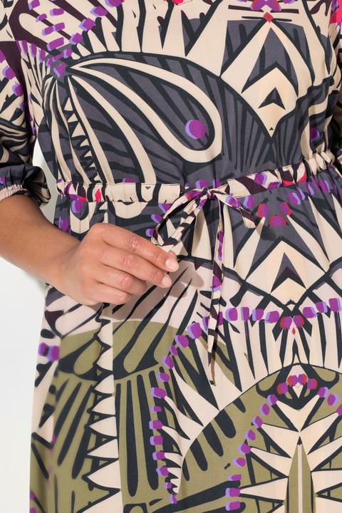 Actual product image Angel of Style Patterned 3/4-Sleeve Drawstring Waist Midi Dress (56)