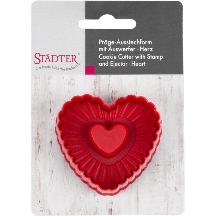 Actual product image Städter Cookie Cutter with Ejector Heart Curled