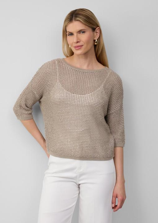 Produktbild S.Oliver Strickpullover Lockerer Strickpullover in Bicolor-Optik mit U-Boot-Ausschnitt (M)