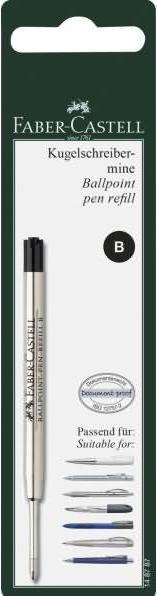 Actual product image Faber-Castell Castell 148787 - Ballpoint pen refill, refill B, black (1 Piece, Black, 0.50 mm)
