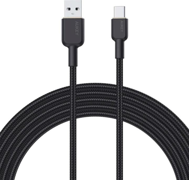 Produktbild Aukey CB-NAC1 USB-C Type-C Power Delivery PD 60W 3A 1m Nylon Schwarz (1 m, USB 3.2 Gen 1, 60 W)
