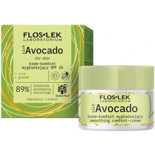 Floslek, Crema solare, FLOS-lok Crema Ricca all'Avocado-Comfort-SPF 15 al giorno, 50 ml (Crema solare, SPF 15, 50 ml)