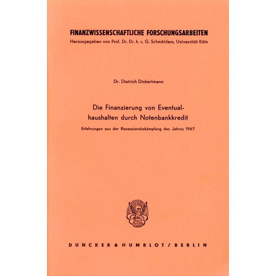 Die Finanzierung von Eventualhaushalten durch Notenbankkredit., Fachbücher