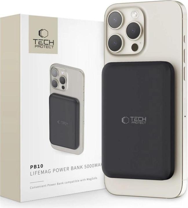 Image du produit Tech Banque d'alimentation techninės apsaugos PB10 LifeMag 5000 mAh Juodas (5000 mAh, 15 W)