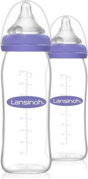 Actual product image Lansinoh Babyflaschen Glas-Flasche 2er Pack 240ml mit NaturalWave® Trinksauger (240 ml)
