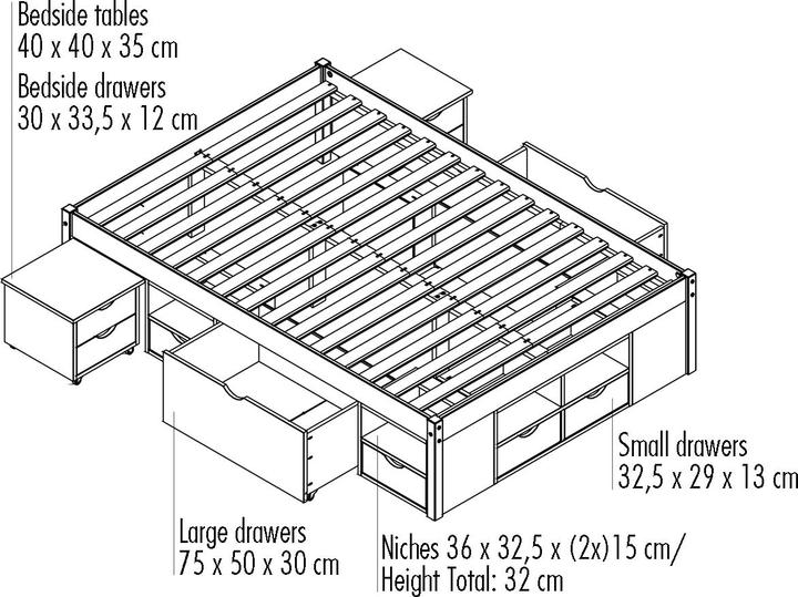 Produktbild Ebuy24 Bett Cluse (160 x 200 cm)