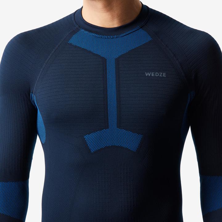 Actual product image Wedze Men's functional ski underwear seamless shirt - BL500 I-Soft black/blue (L)