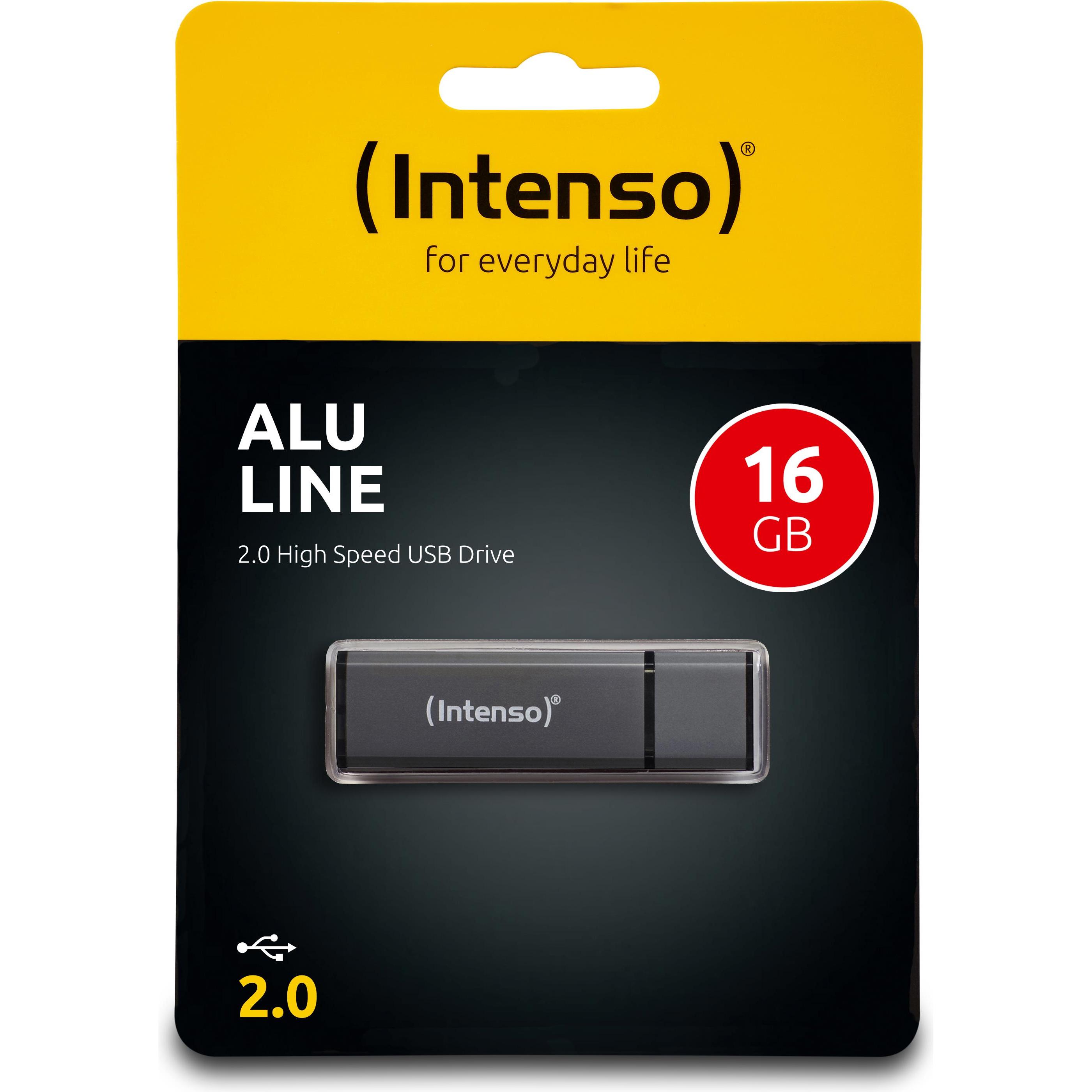 Thumbnail - Intenso AluLine (16 GB, USB-A, USB 2.0), USB Stick, Schwarz