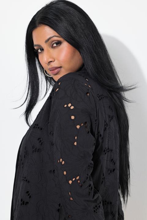 Immagine prodotto Ulla Popken Blusa lunga in pizzo traforato con collo da camicia e maniche lunghe (54)