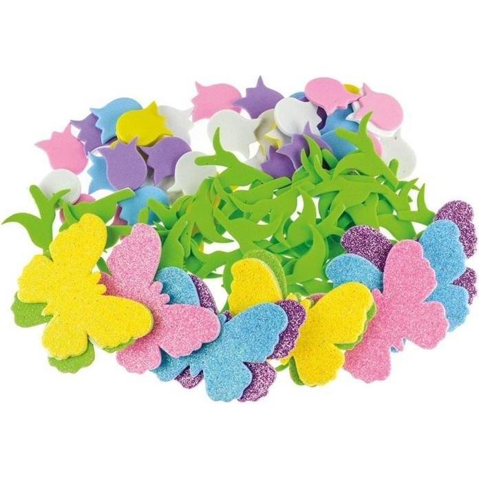 Brewis, Sticker, Schaumstoffaufkleber Blumen mit Glitzer 92 Stk