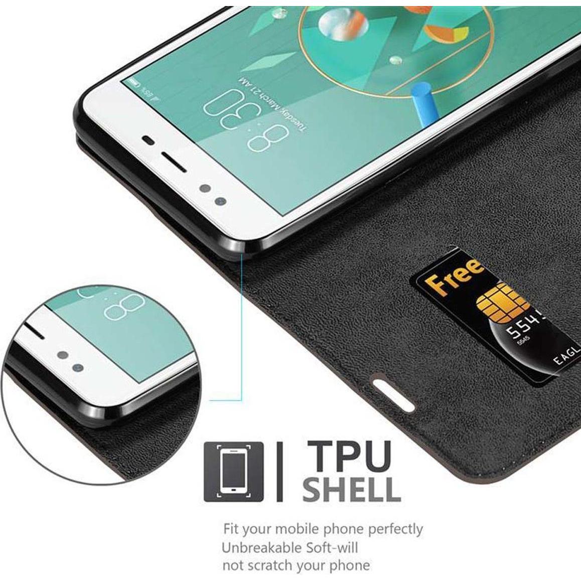 Thumbnail - Cadorabo Book Invisible Magnet Cover (ZTE Nubia M2 Lite), Smartphone Hülle, Braun