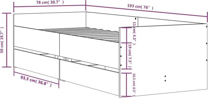 Produktbild vidaXL Bettgestell (75 x 190 cm)