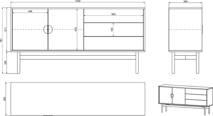 Produktbild Selsey Stoon (154 x 38 x 76.10 cm)