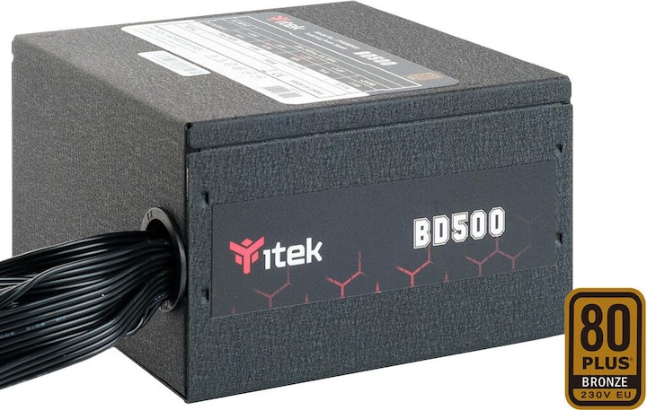 Actual product image Itek BD500 Computer Power Supply 500 W 24-pin ATX Black (500 W)