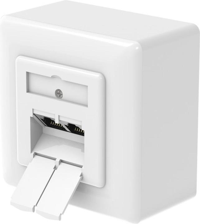 Actual product image Hama Network socket, CAT-6a, 10 Gbit/s, shielded, 2 ports, surface-mounted/flush-mounted