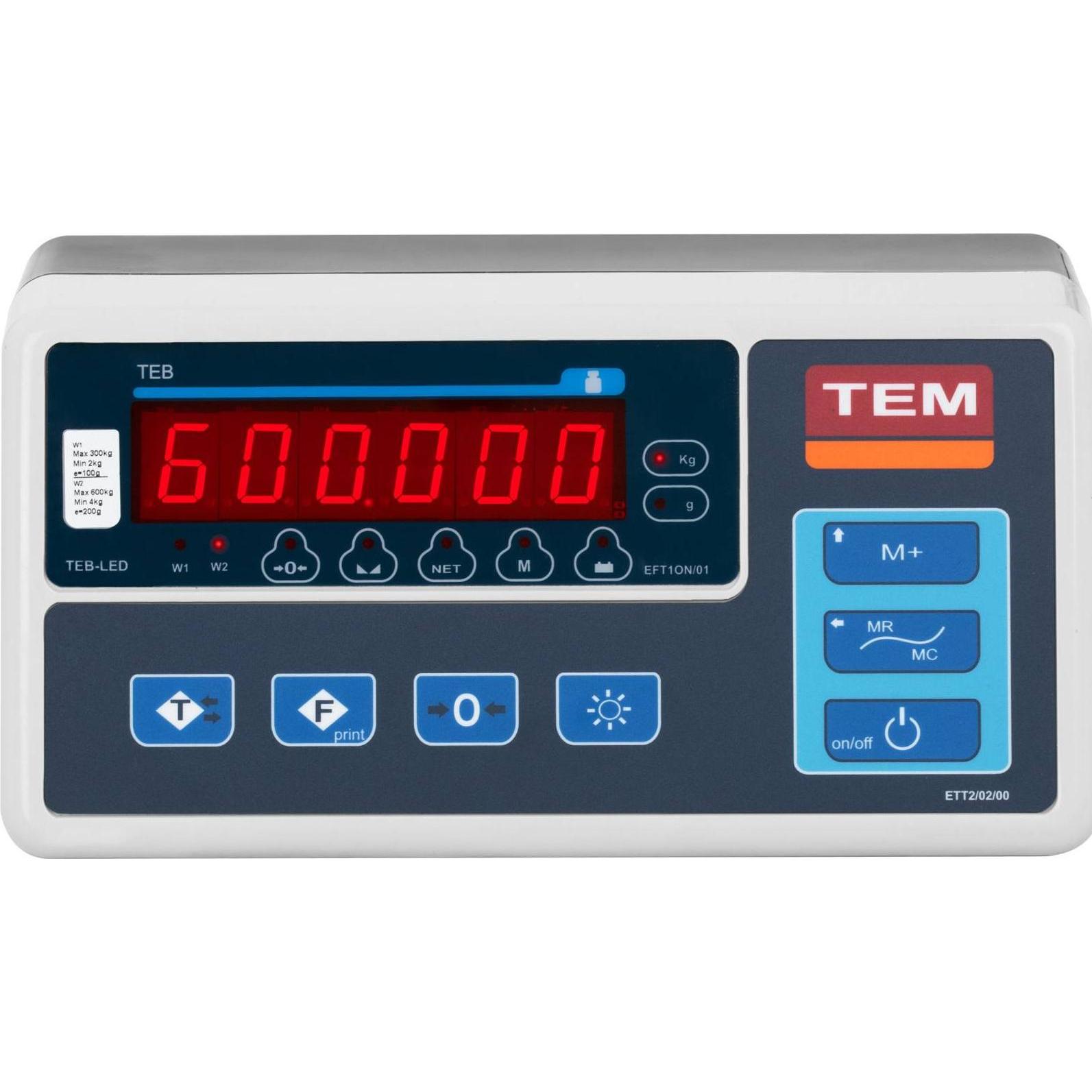 Thumbnail - TEM, Fördertechnik, Bodenwaage geeicht LED Schwerlastwaage Industriewaage 600 kg/200 g
