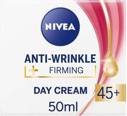 Actual product image NIVEA Anti-Wrinkle and Firming Day Cream 50ml with Shea Butter and Apricot Kernel Oil and SPF for En (50 ml, Day cream, Up to SPF 10)