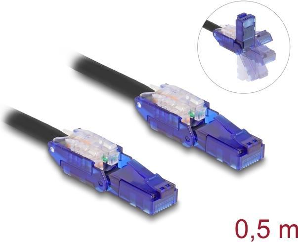 Actual product image Delock RJ45 network cable Cat.6 UTP with 180° angled connector (UTP, CAT6, 0.50 m)