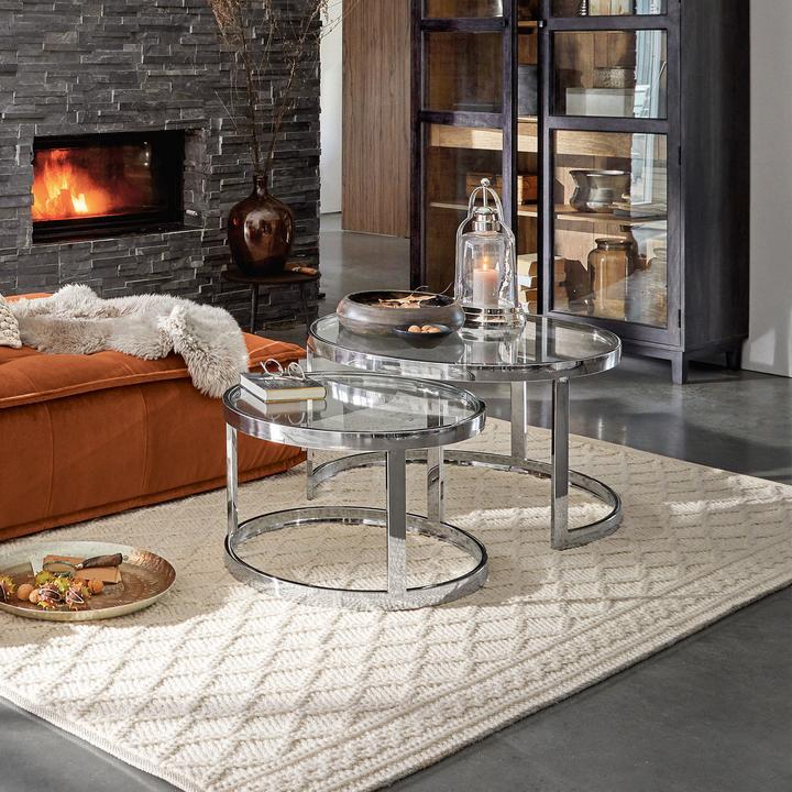 Immagine prodotto Loberon Set di 2 tavolini Cibran argento (45 x 80 cm)