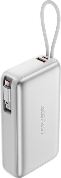 Actual product image Acefast - Power Bank (M34) - with Telescopic Cable, Type-C, Fast Charge, PD45W, 20000mAh - Silver (20000 mAh, 45 W)