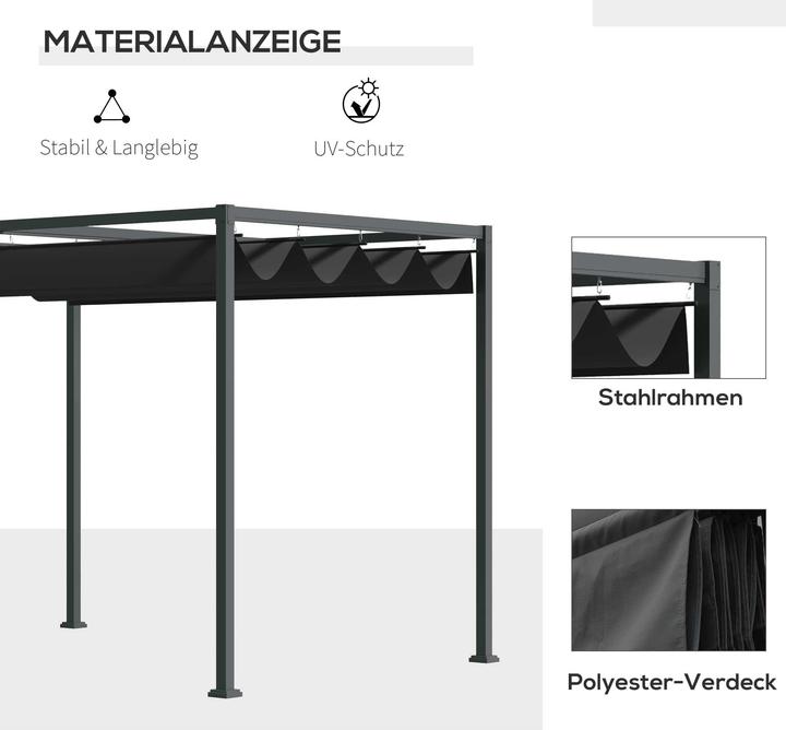 Immagine prodotto Outsunny Pergola Metall, Polyester Schwarz (298 cm, 213 cm)