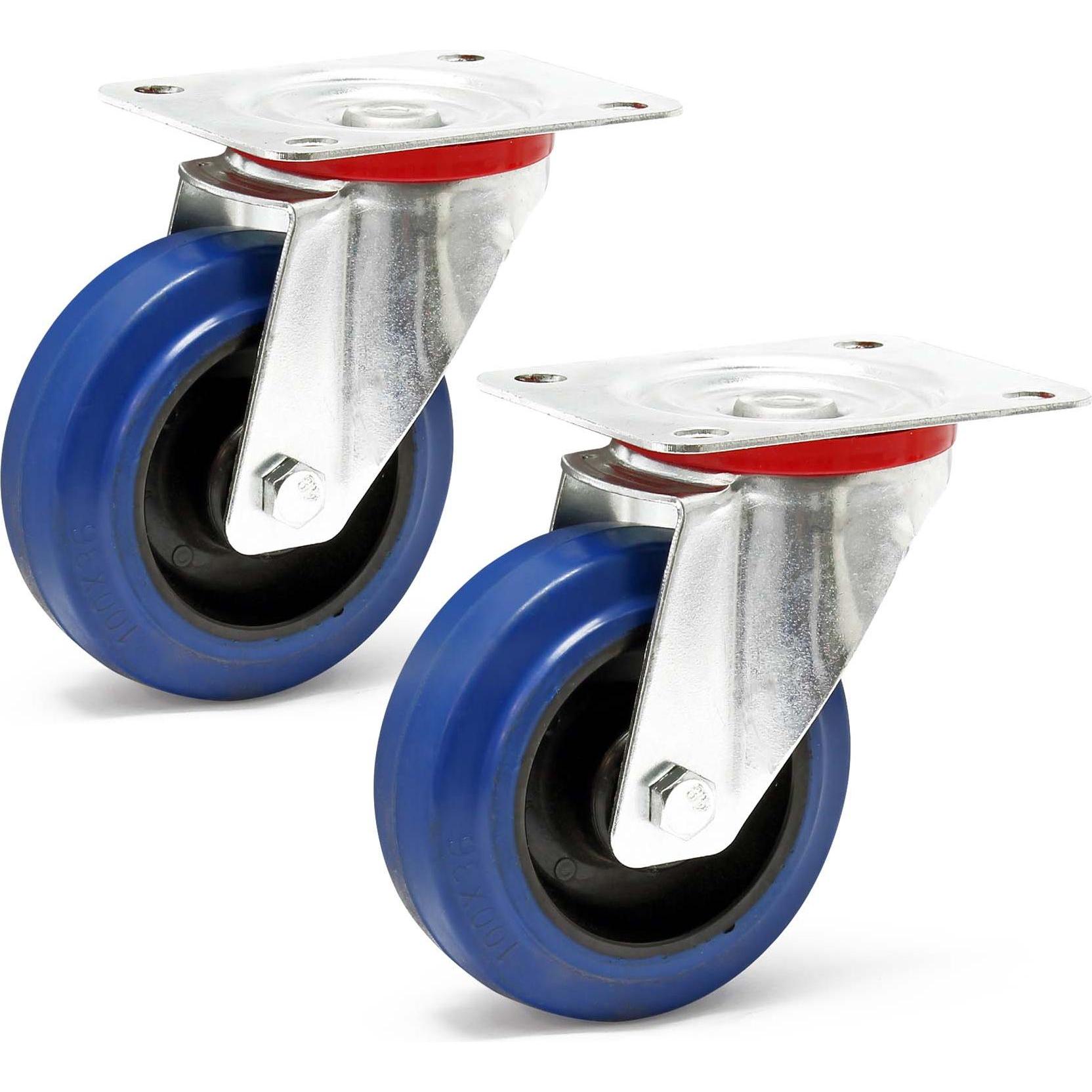 Wiltec, Möbelrollen, Lenkrollen Set 2x Transportrolle o. Bremse 100mm Möbelrolle 160kg
